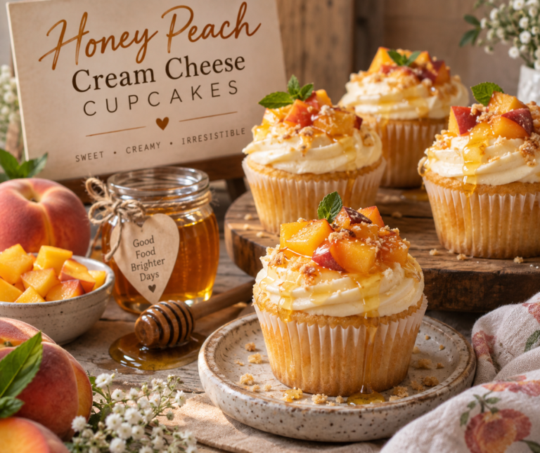 Honey Peach Cream Cheese Cupcakes